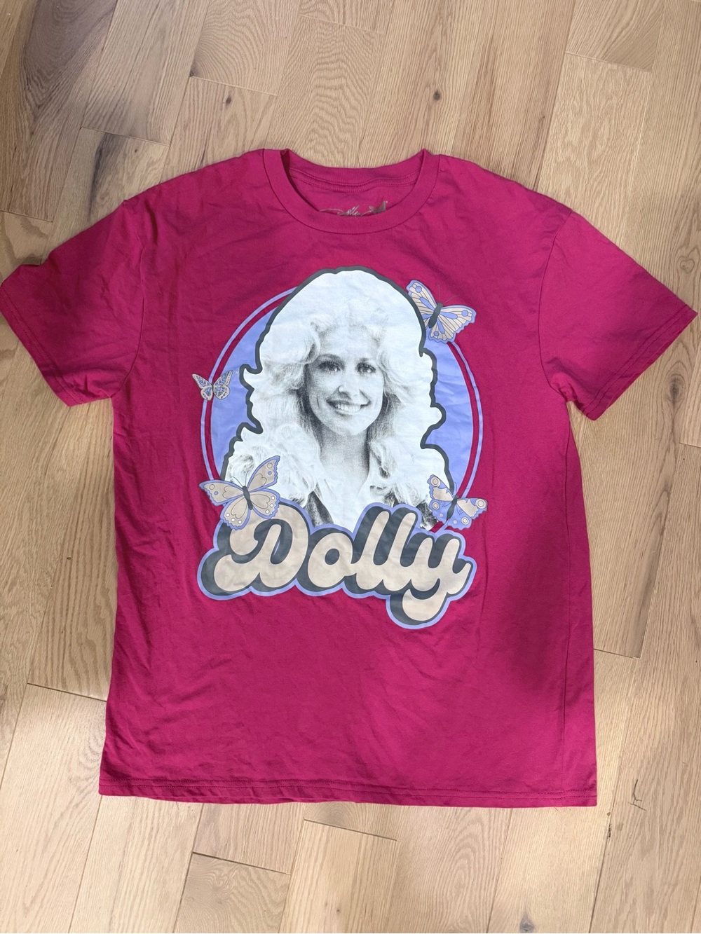 Dolly Parton Official Tee Magenta Butterfly Unisex Sz L/XL